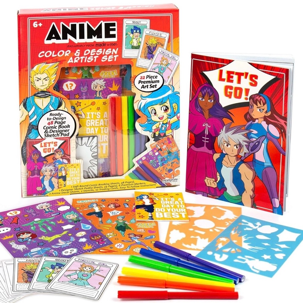 Anime Color & Design Artist Set for Kids — 22 Piece Creative Art Kit For Kids 6+